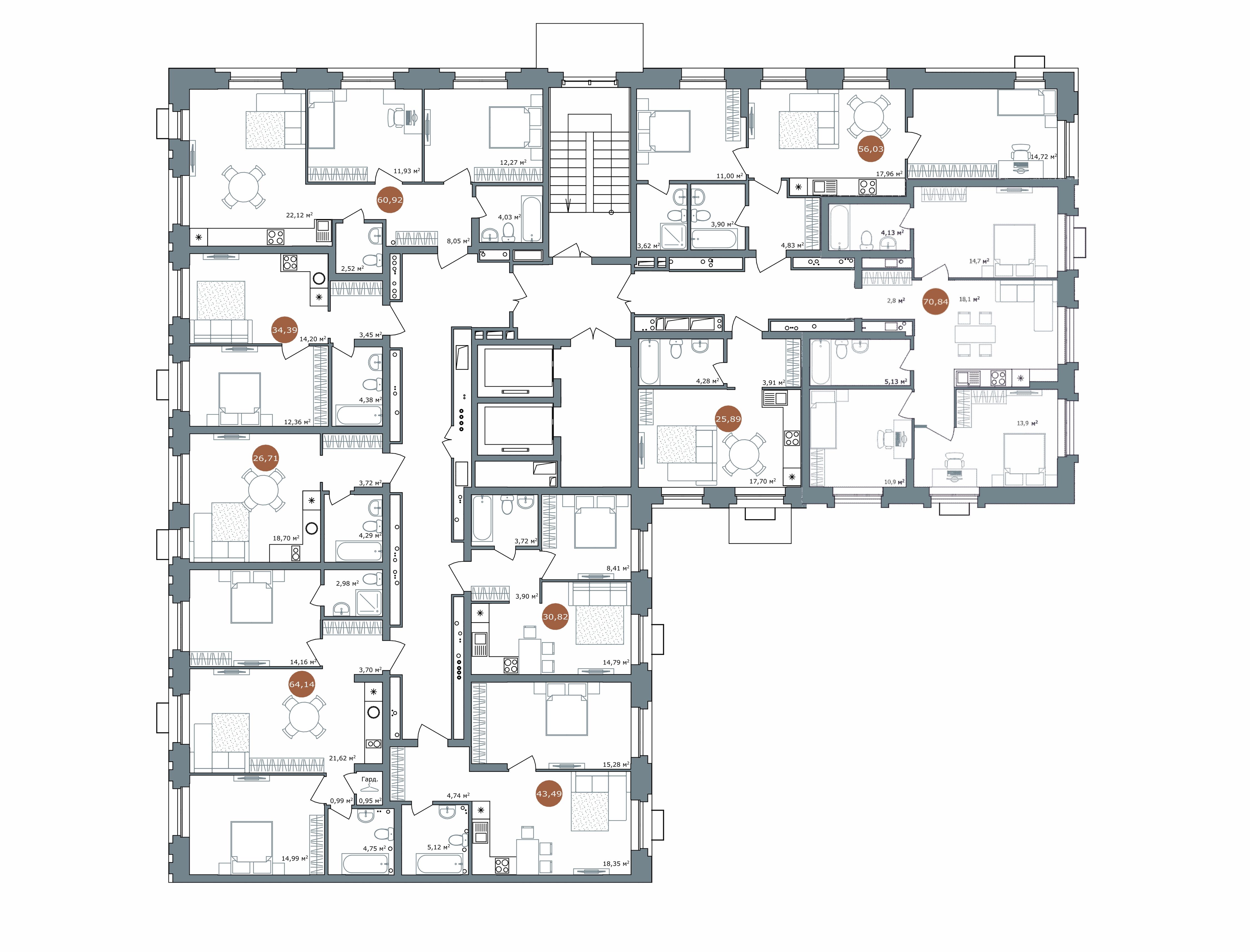 3-комнатная 69,7 м²