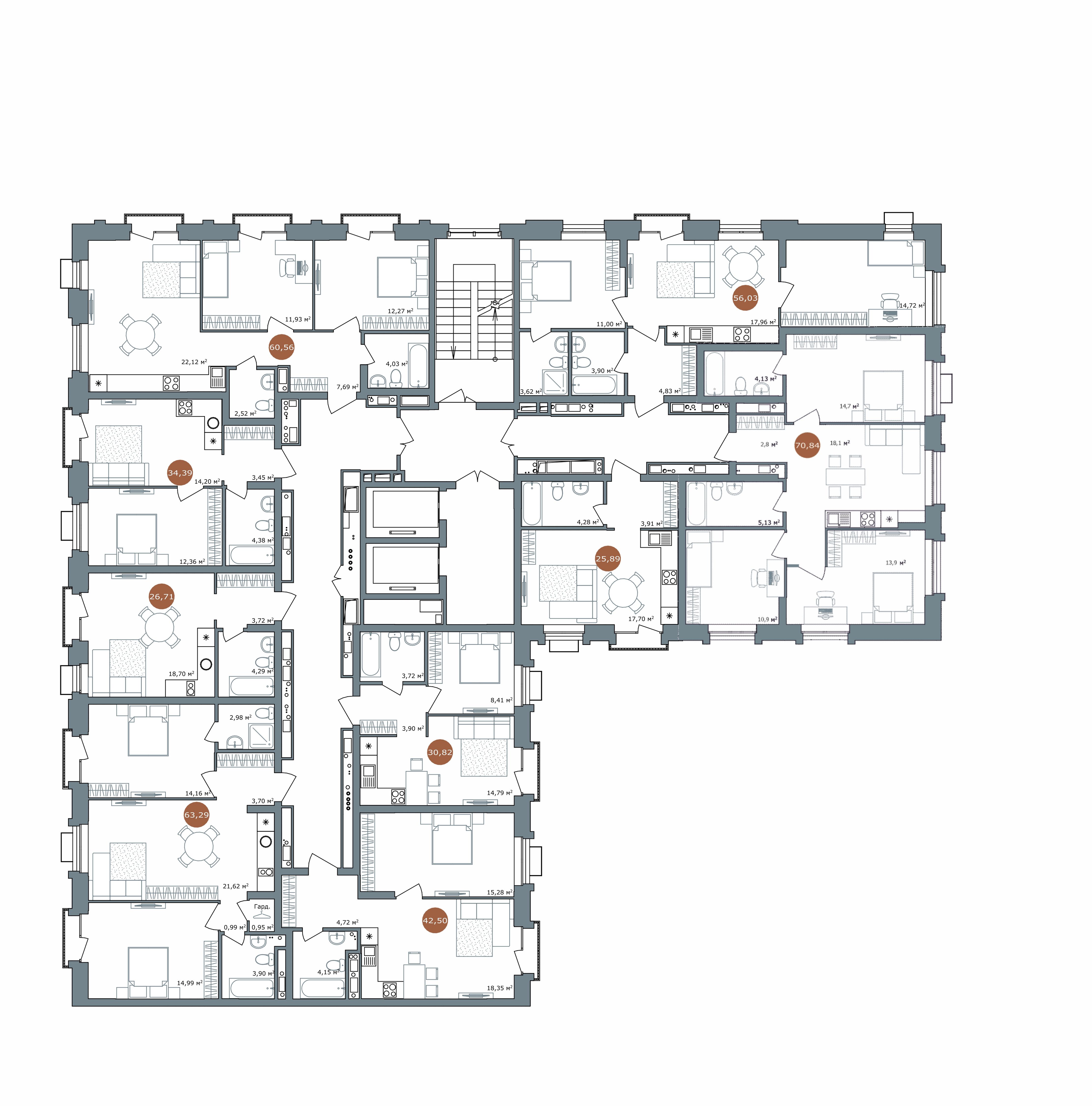 3-комнатная 69,7 м²
