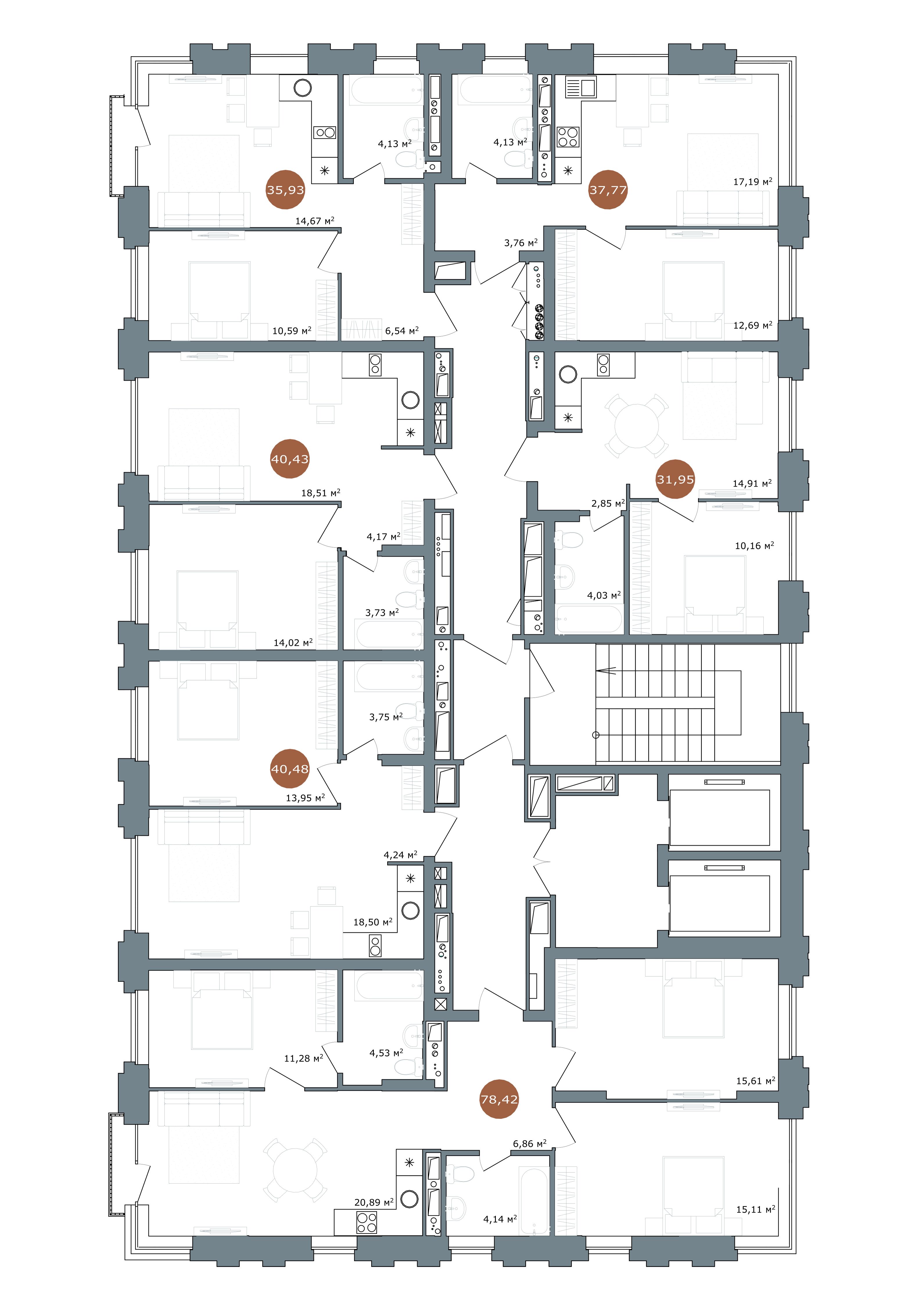 1-комнатная 31,95 м²