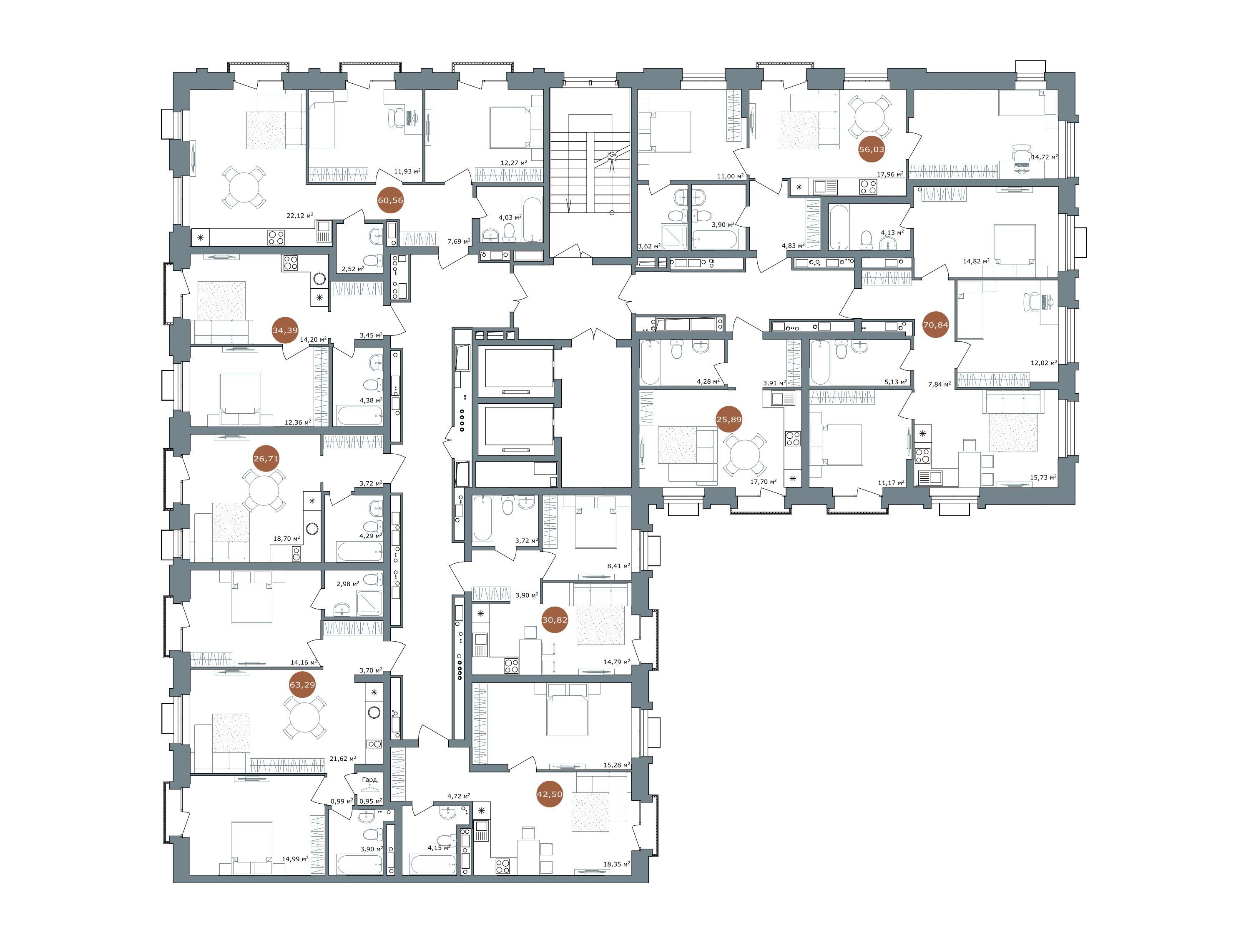 2-комнатная 63,7 м²