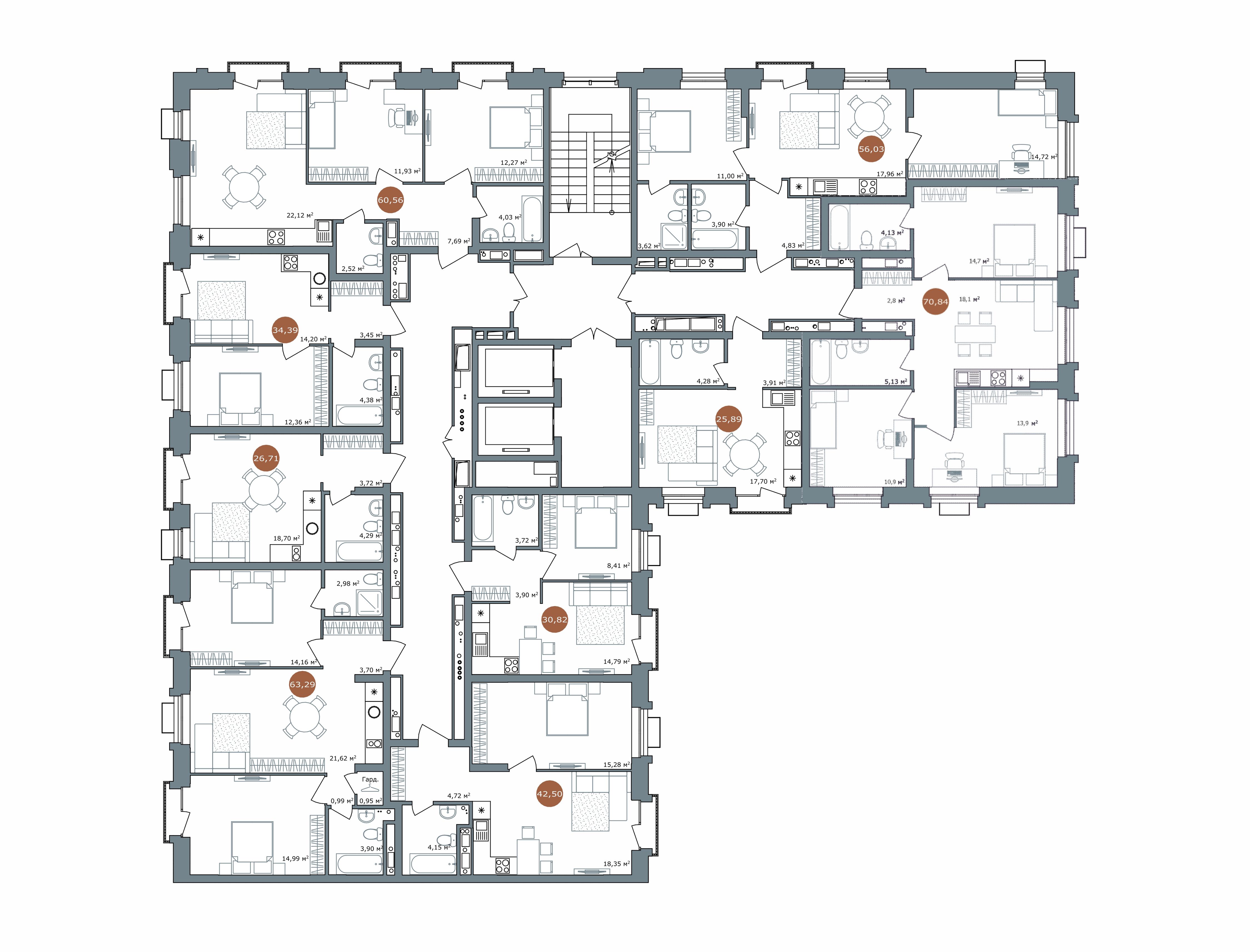 2-комнатная 60,3 м²