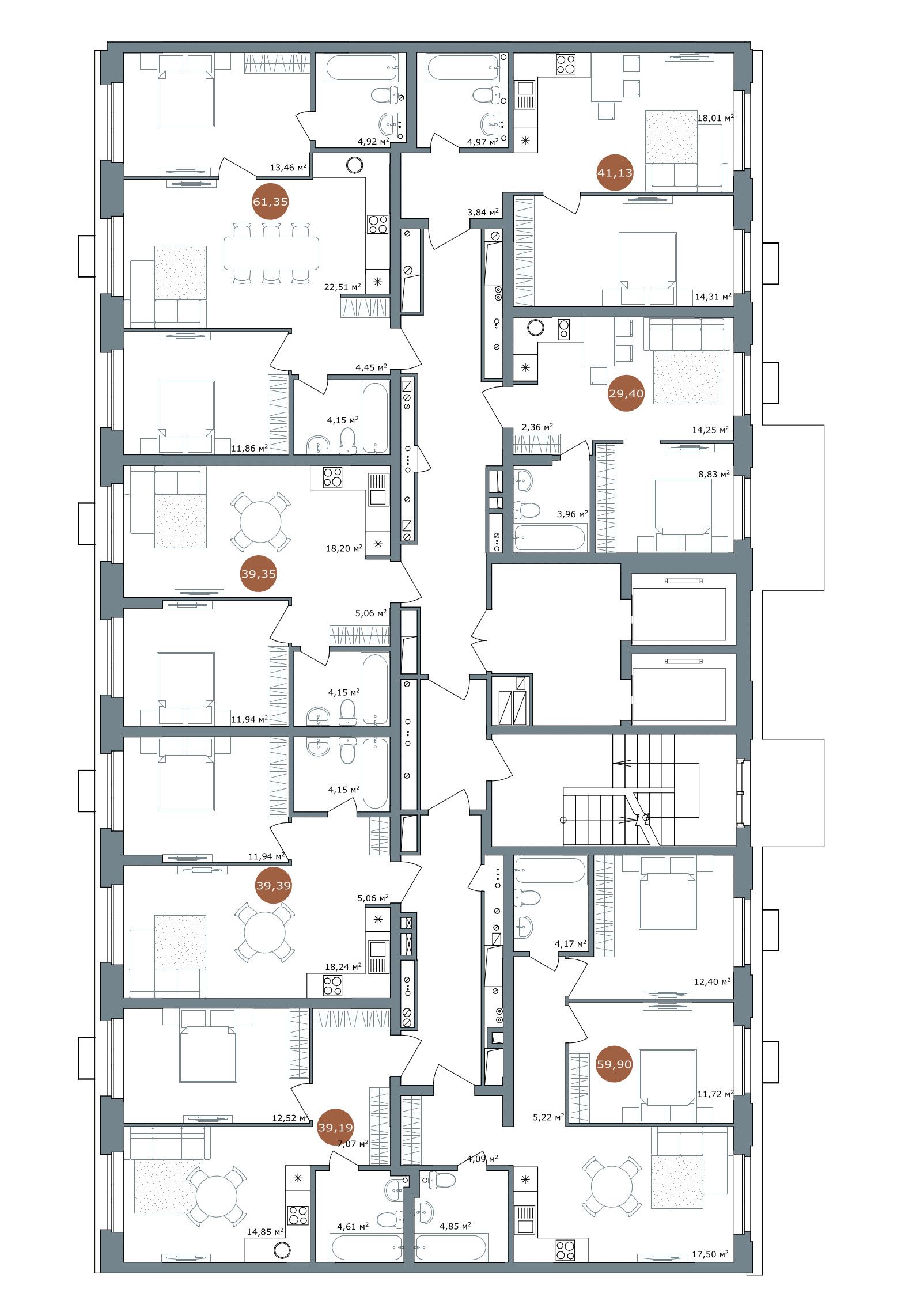 1-комнатная 39,39 м²