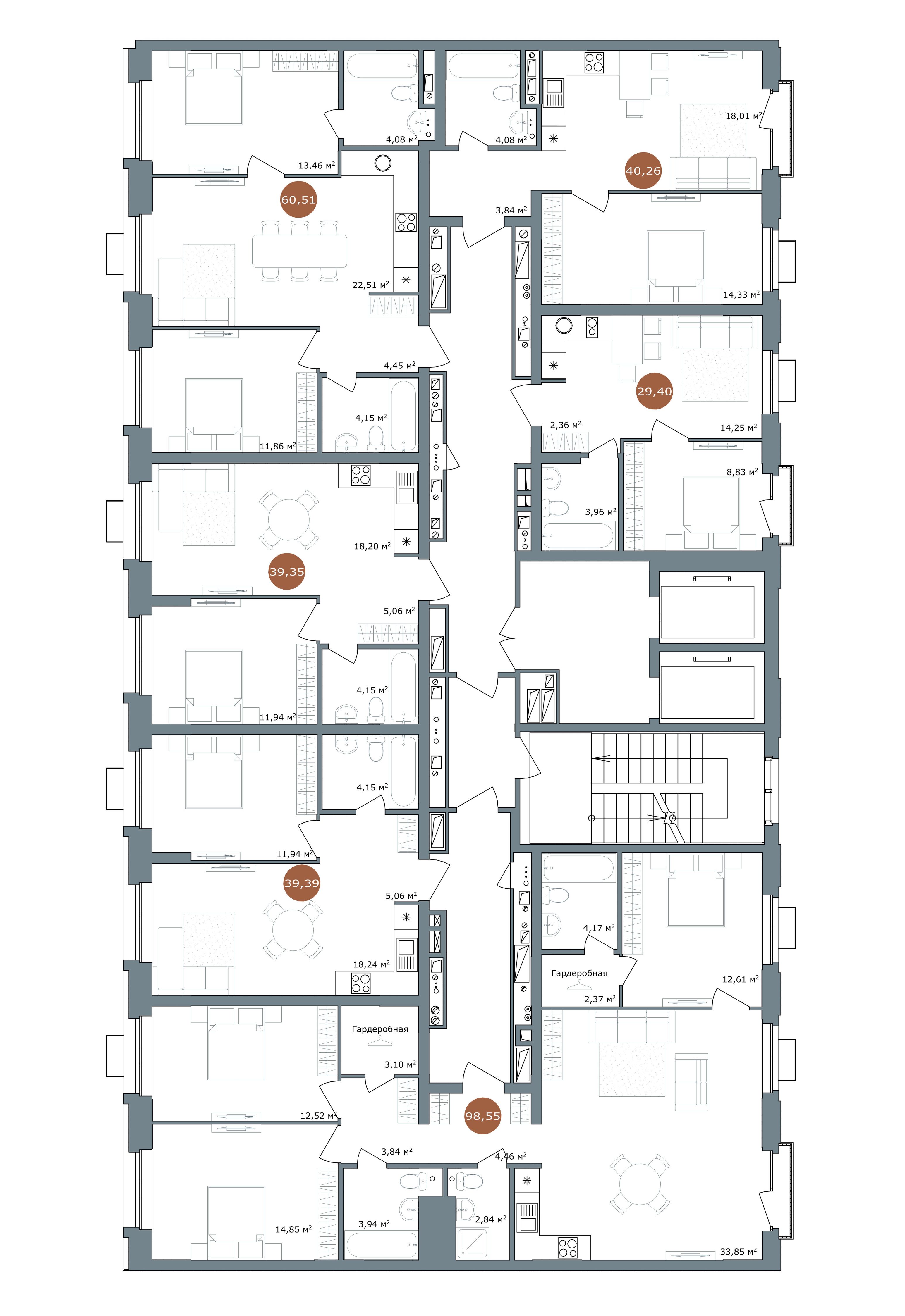 1-комнатная 39,35 м²