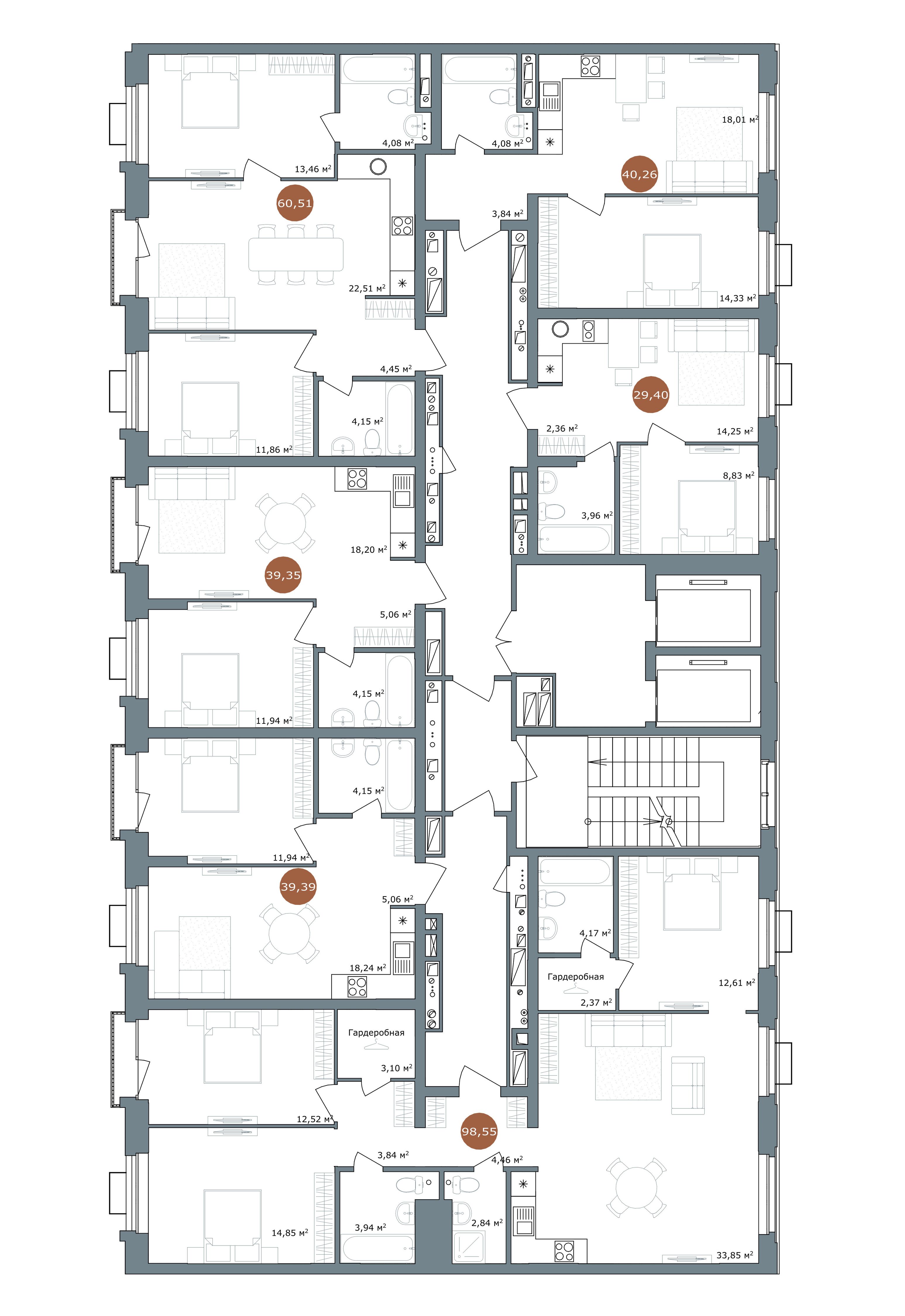 1-комнатная 39,39 м²