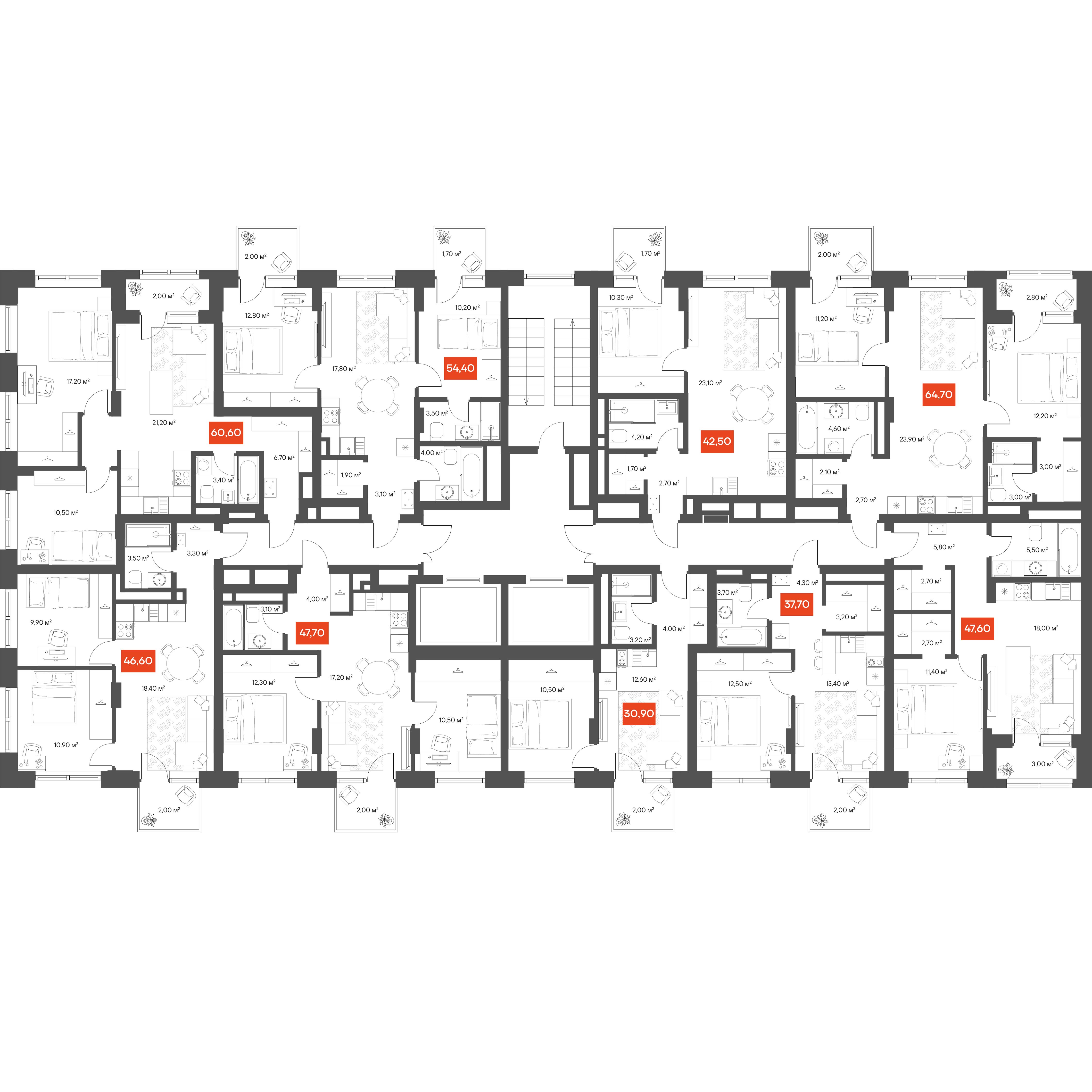 2-комнатная 64,7 м²