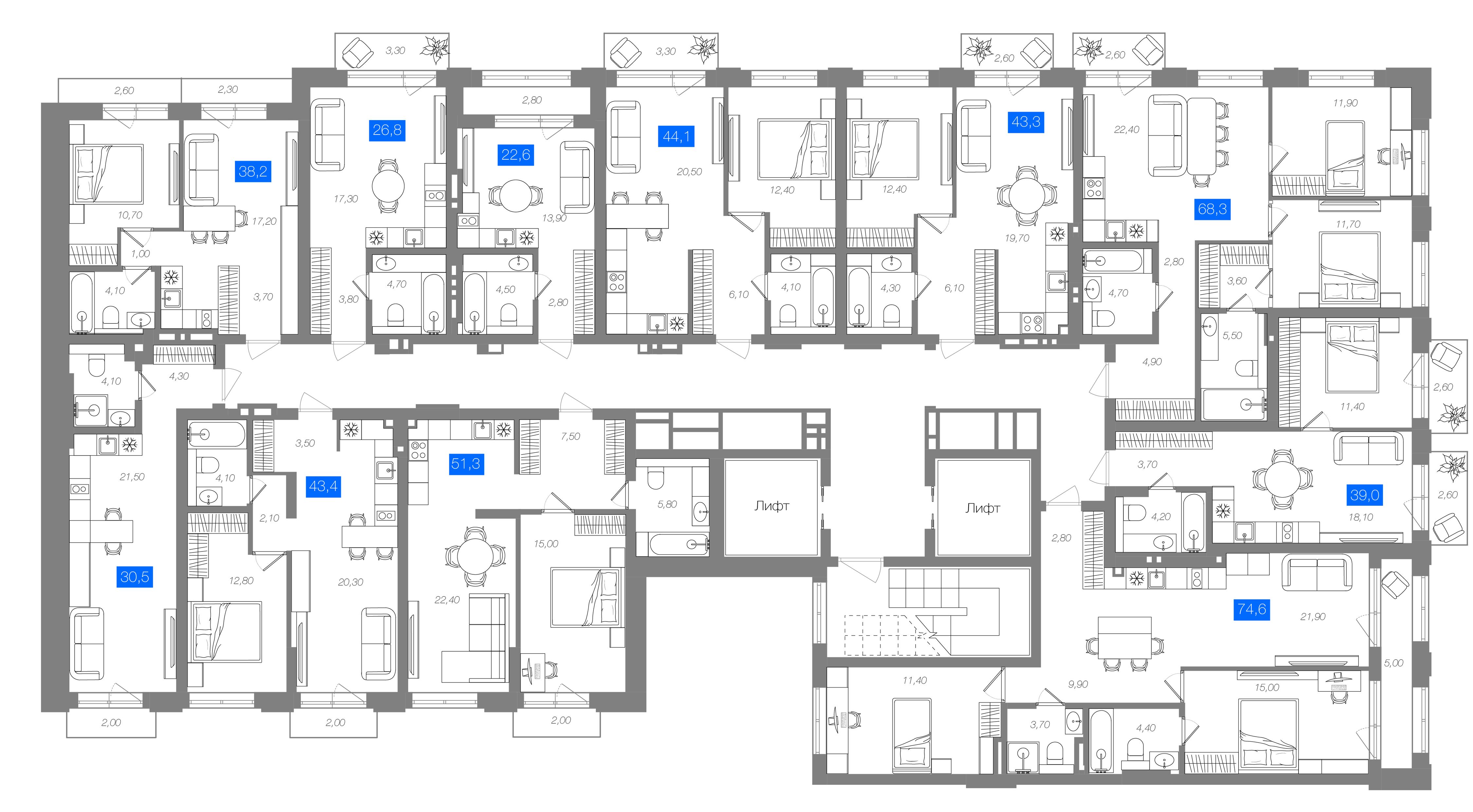 Студия 30,5 м²